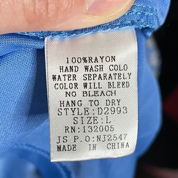 NEW‼️ ENTRO Lace-Backed Blue & White Boho Maxi Dress, LARGE - Picture 8 of 9